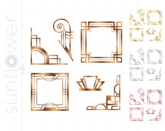 Gold Art Deco Art Png Svg Dxf Jpg Pdf Downloads | Gold Silver Rose Gold Gatsby Art Deco Art Deco Clip Art Cricut Cut File Download SC4M
