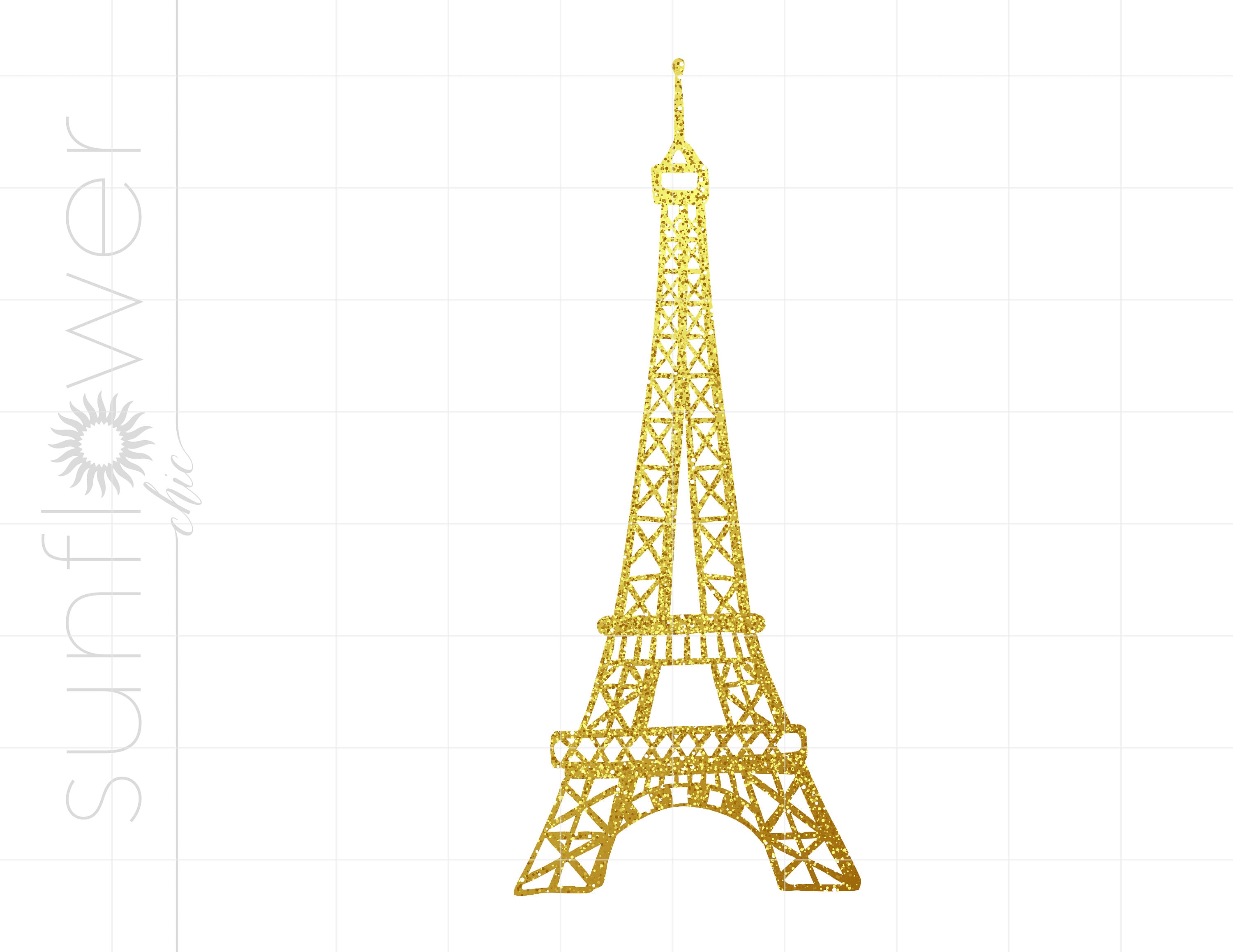 Gold Eiffel Tower Print and Cut PNG Download Gold Glitter Eiffel Tower