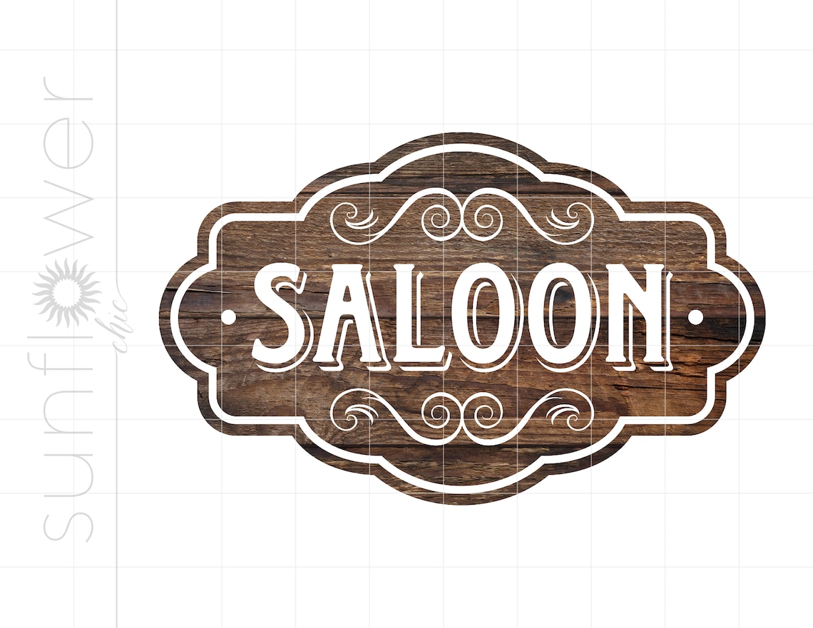 Saloon Sign Print and Cut PNG Download Rustic Wood Vdesign Download