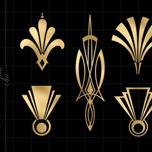 Gold Art Deco Clipart Png Downloads | Gold Foil Gatsby Clip Art Cricut Cut Files Download Roaring 20s SC1GF
