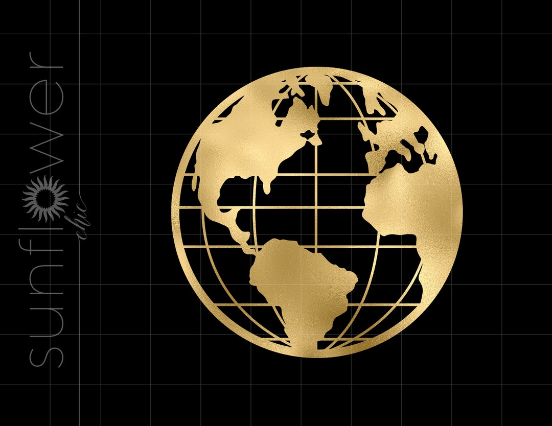 Gold Globe Png Downloads Gold Foil Globe Cricut Cut Files Download Gold