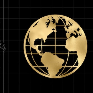 Gold Globe Png-downloads | Gouden folie Globe Cricut gesneden bestanden downloaden | Gouden bol Clip Art SC1952GF