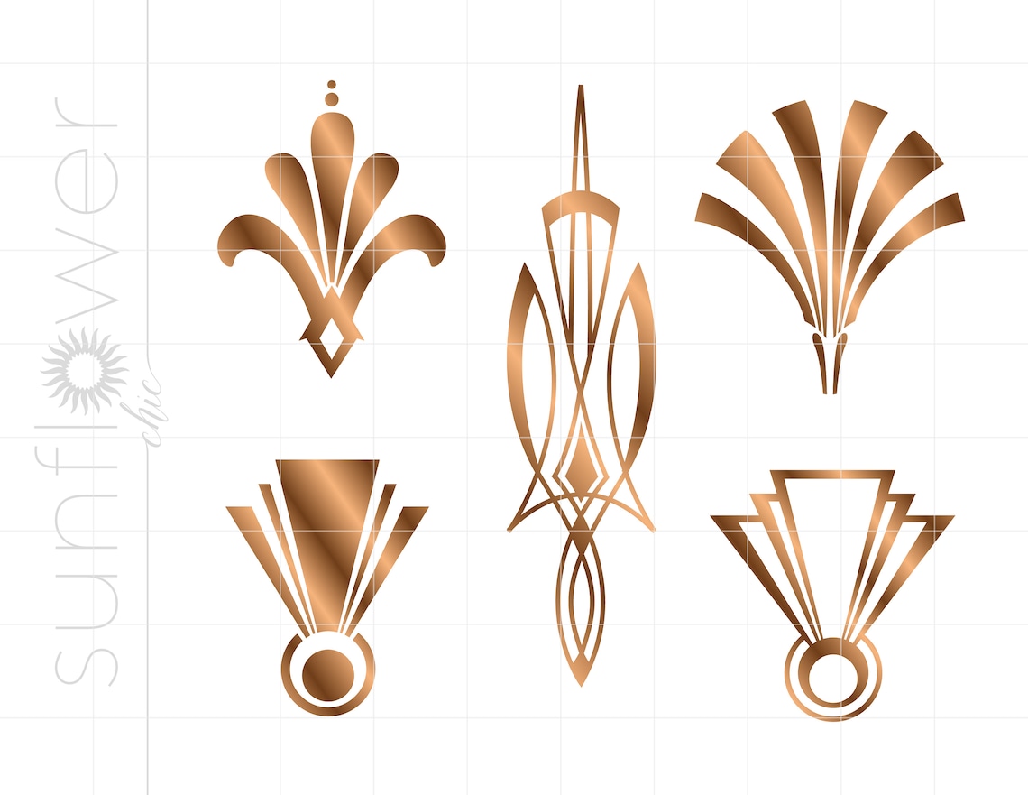 Gold Art Deco Accents Art Png Svg Dxf Jpg Pdf Downloads Etsy