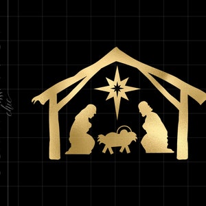 Pobierz plik PNG Złotej Szopki Chrystusa | Pobierz plik Cricut Cut Złotej Szopki Chrystusa | Szopka Bożonarodzeniowa Cricut SC1121GF