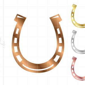 Gold Horseshoe Png Svg Dxf Jpg Pdf Downloads | Gold Silver Rose Gold Horseshoe Silhouette Cricut Cut Files Western Cowboy Clipart SC705M