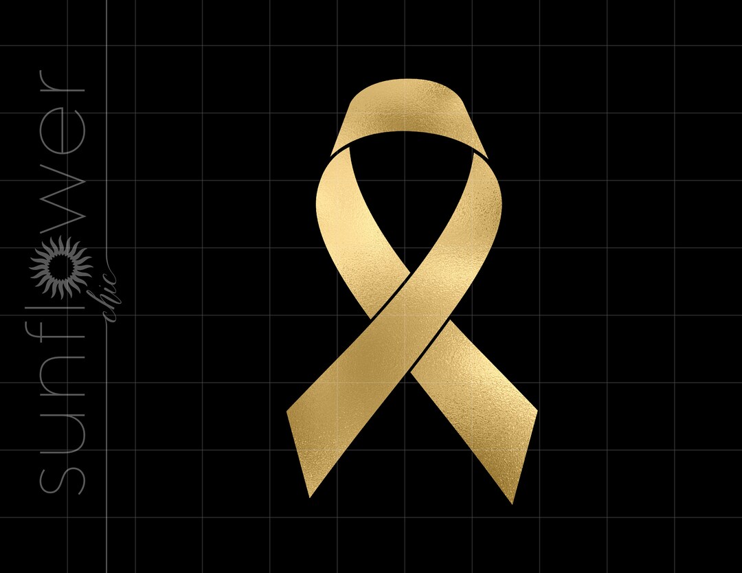 Gold Cancer Ribbon Png Downloads | Gold Foil Cancer Ribbon Cricut Cut ...