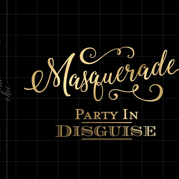 Gold Masquerade Png Svg Downloads | Gold Foil Masquerade Party Cricut Cut Files Download SC263GF