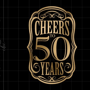 Gouden proost op 50 jaar png-downloads | Goudfolie Proost op 50 jaar Cricut Cut Files Download | Gouden 50e Downloads SC1432GF