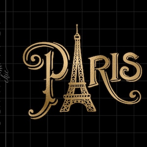 Download png Torre Eiffel di Parigi oro / Lamina d'oro Torre Eiffel di Parigi Cricut File di taglio Scarica Carta intestata vintage SC204GF
