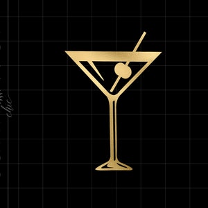 Gold Martini Png Downloads | Gold Foil Martini Cocktail Art Cricut Cut Files Download | Martini Png Downloads SC585GF