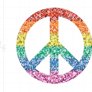 Rainbow Peace Symbol Print and Cut PNG Download | Rainbow Glitter Peace Symbol Clip Art | Cricut Cut Files Instant Download SC917RB