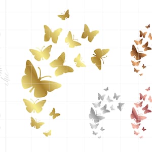 Floating Butterflys Png Svg Dxf Jpg Pdf Downloads | Gold Silber Roségold Schmetterlinge Silhouette Cricut Cut Dateien Download SC1544M