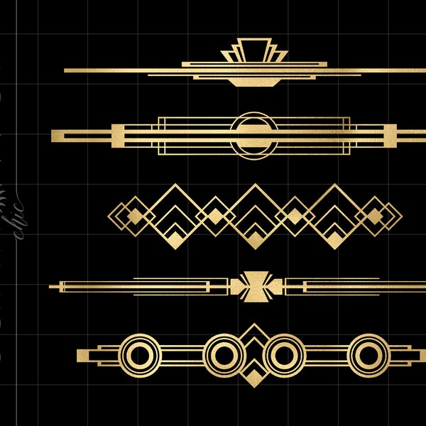 Gold Art Deco Headers Png Svg Clipart Downloads | Gold Foil Art Deco Header Cricut Cut Files Download | Gold Art Deco Downloads SC8GF