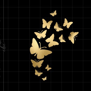 Gold Floating Schmetterlinge Png Downloads | Goldfolie schwimmende Schmetterlinge Cricut Cut Dateien Download | Gold Schmetterlinge Clip Art SC1544GF