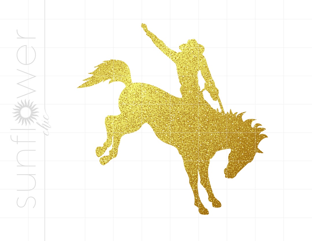 Gold Cowboy Print and Cut PNG Download Gold Glitter Cowboy Sublimation