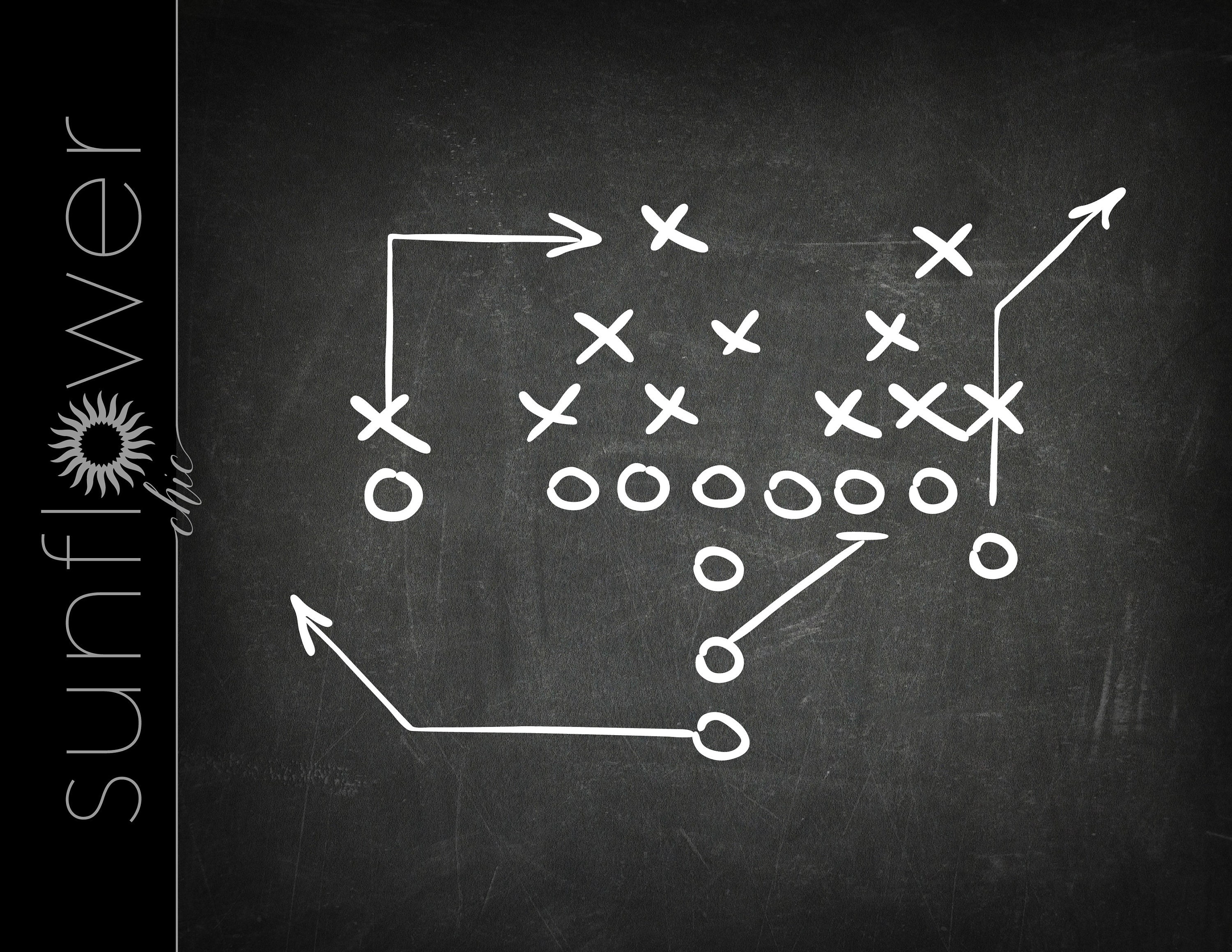 Football Play PNG Download Chalkboard White Football Playbook Art