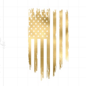 Gold American Flag PNG Cut File / Distressed American Flag Download / Gold US Flag Printable Cricut Silhouette SC2297GF