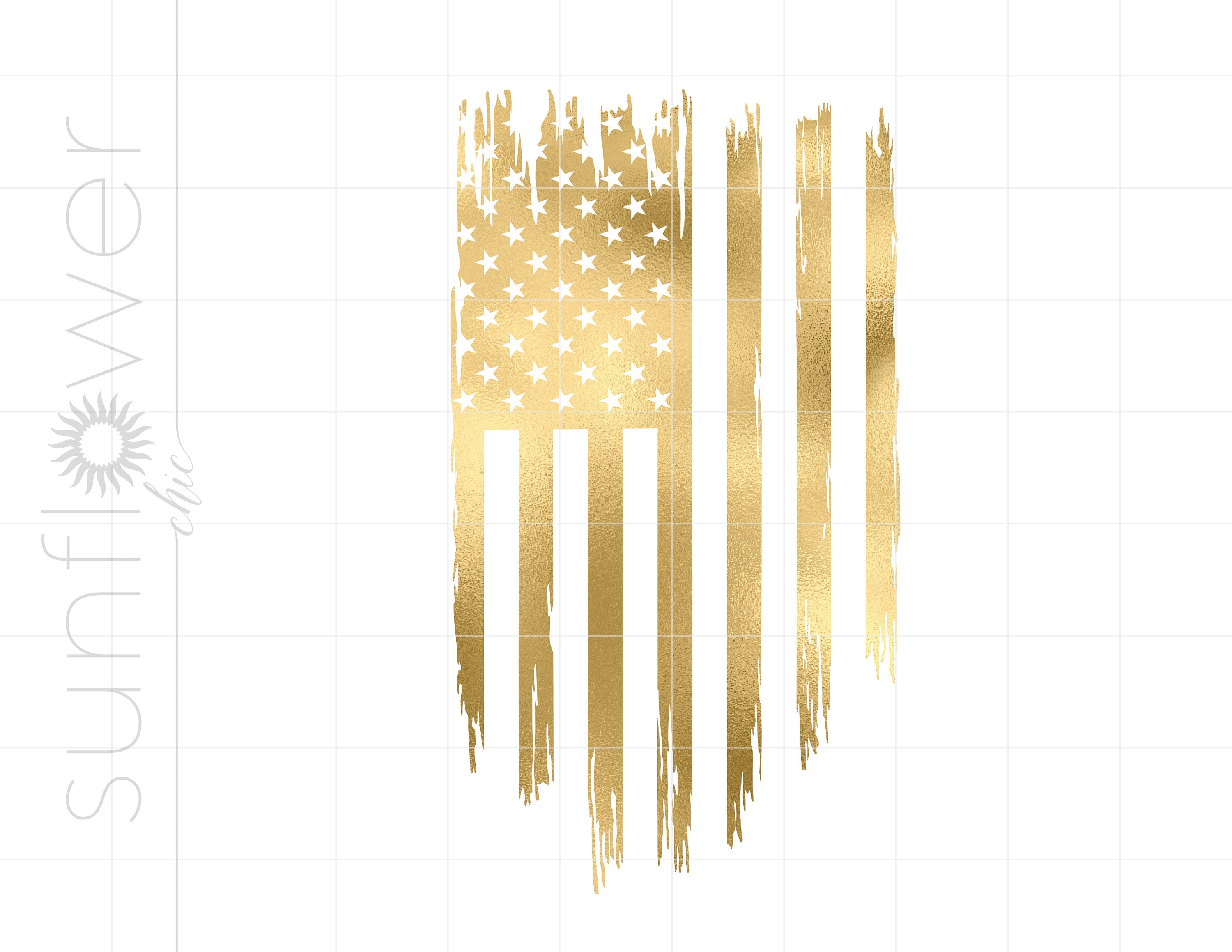 Gold American Flag PNG Cut File Distressed American Flag Download Gold