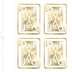 Złote karty do gry Kings Png Svg Pobieranie | Złote folie Poker Kings Cricut Pliki do pobrania | Złote kasyno Clip Art SC913GF