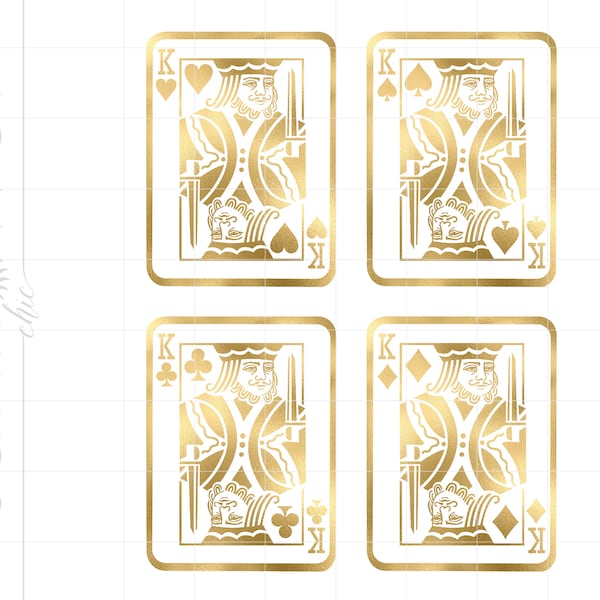 Gold Playing Card Kings Png Svg Downloads | Gold Foil Poker Kings Cricut Cut Files Download | Gold Casino Clip Art SC913GF