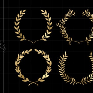 Gold Laurels Png Downloads | Gold Foil Laurel Wreath Cricut Cut Files Download | Gold Laurel Wreath Clip Art SC389GF