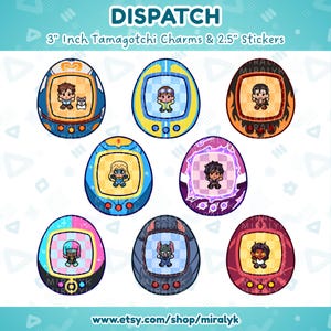 Dispatch x Tamagotchi - Charm acrílico Shaker de 7,6 cm y pegatinas de vinilo de 6,35 cm