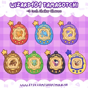 Wizard101 - Hechizos de inicio mágicos para Tamagotchi - Charm de acrílico de 7,6 cm con agitador