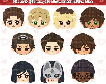 PREORDER Silent Hill 2.2" 3D Plush Head Button Pins - All Mainline Protagonists, Harry, James, Heather, Henry, Hinako (and More!)