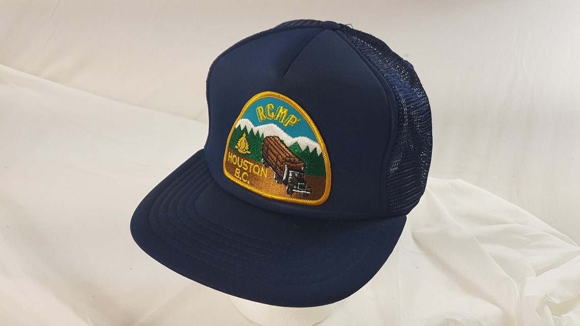 HOUSTON BC RCMP Logging Trucker Hat Cap 80s Snapback Etsy