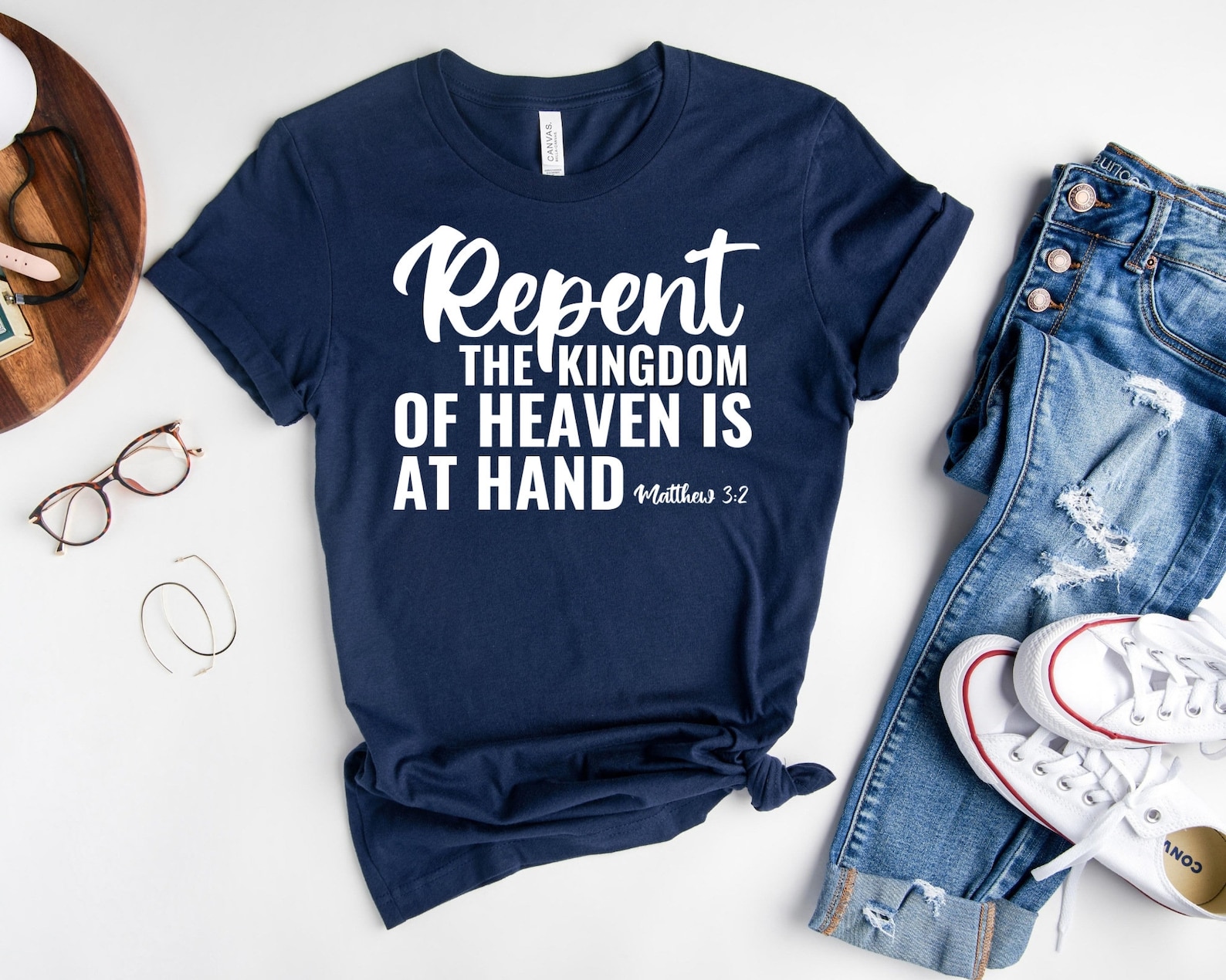 Repent the Kingdom of Heaven is at Hand - Matthew 3:2 Bella Canvas 3001 ...