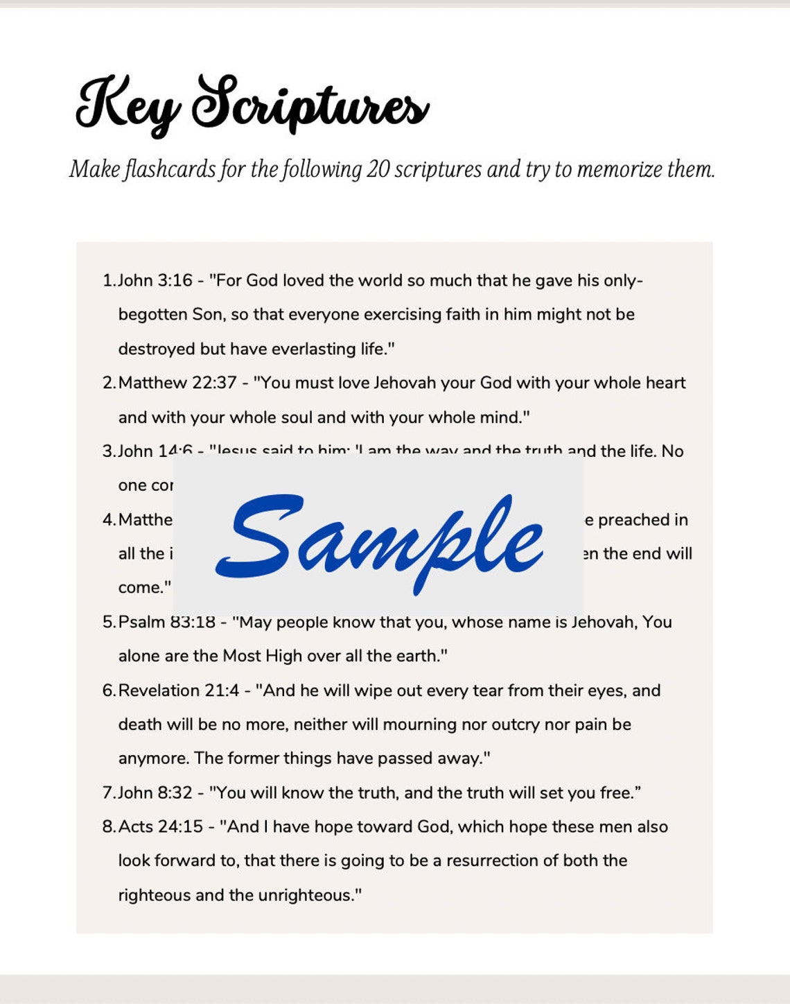 Key Scriptures Learn Key Scriptures From the NWT! JW Homeschool Activity for Teens and ...