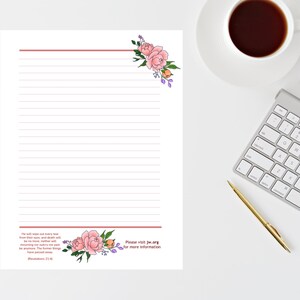 JW Letter Writing Stationery, Roses with Rev. 21:4, Korean and English