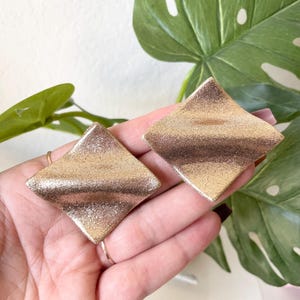 Glittery gold abstract handmade polymer clay statement earrings