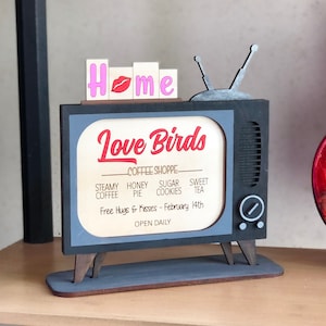Interchangeable season SVG, Valentine SVG, Retro TV frame, Valentines laser cut files, Holiday Decor, New home gift, Retro seasonal decor