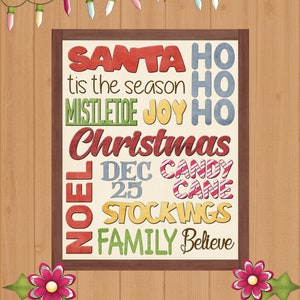 Christmas Subway SVG Sign, Christmas SVG Laser File, Holiday word art, subway sign, word collage, word art sign, Christmas SVG, hostess gift