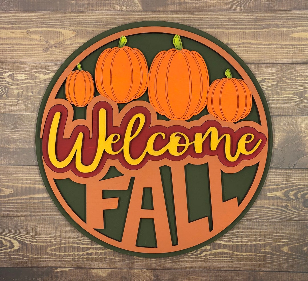 SVG Sign Front Door, SVG Door Hanger, Autumn Pumpkin Svg, Laser