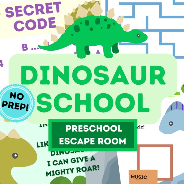 Dinosaur Escape Room for Kids | Dinosaur Preschool Escape Room Printable | Kids Escape Room Kit | DIY Escape Room | Preschool Party Games