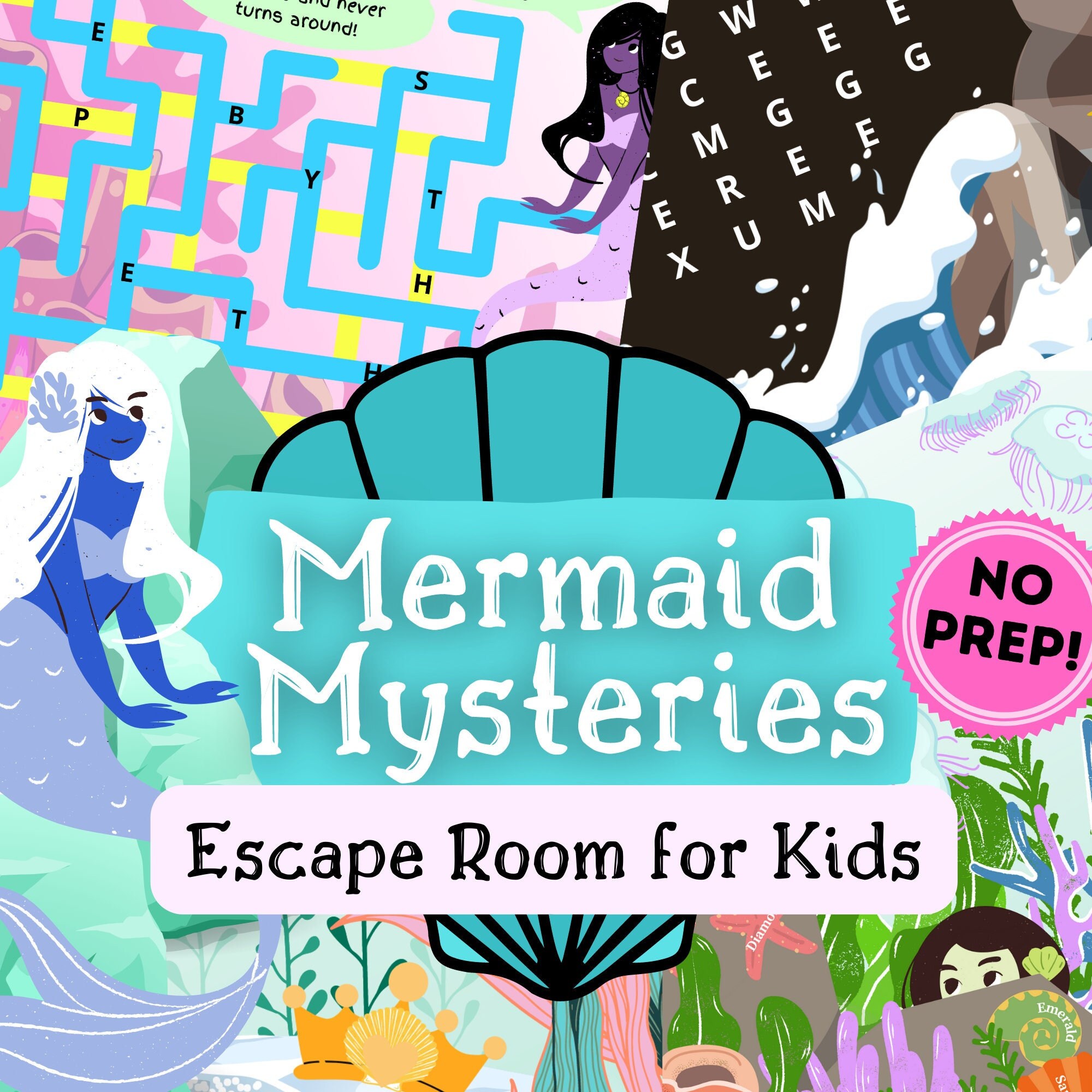 Meerjungfrau Escape Room für Kinder Druckbare Escape Room Spiel DIY Kit
