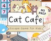 Cat Escape Game for Kids | Cat Cafe Printable Escape Room Game DIY Kit | Kids Escape Room Kit | DIY Escape Room | Printable Party Games
