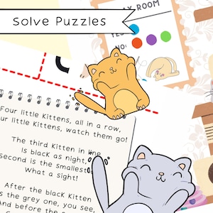 Cat Escape Game for Kids | Cat Cafe Printable Escape Room Game DIY Kit | Kids Escape Room Kit | DIY Escape Room | Printable Party Games image 3