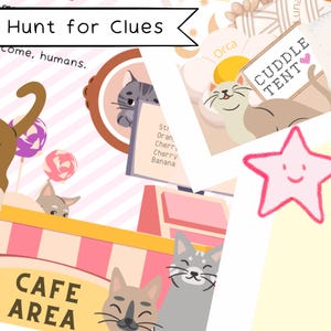 Cat Escape Game for Kids | Cat Cafe Printable Escape Room Game DIY Kit | Kids Escape Room Kit | DIY Escape Room | Printable Party Games image 2