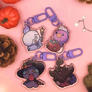 Litwick, Shuppet, Pumpkaboo, Drifloon - Pokemon Inspired Halloween Acrylic Keychain Charm