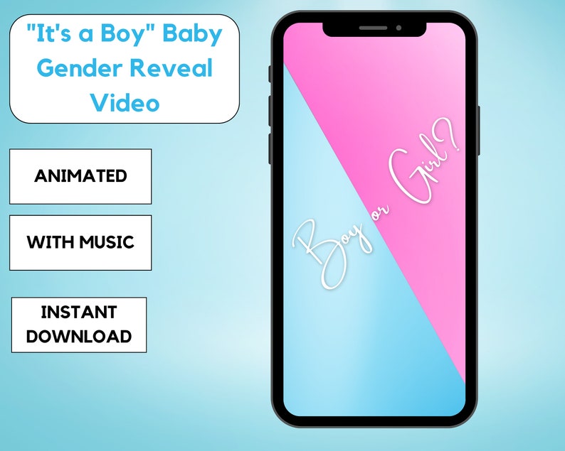 Instant Download Baby Gender Reveal Video Its a Boy Digital