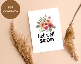 Get well soon card for download  | Printable Card for friends and family |  Instant download PDF