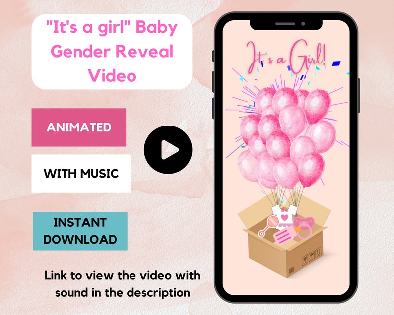 Baby Girl gender reveal video for social media and texting