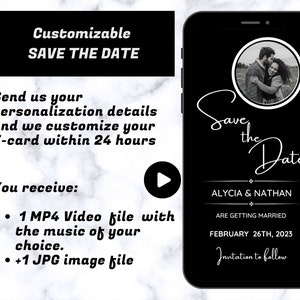 Digital Wedding Save The Date Video With Photo | Electronic Save the Date Card | Personalized Save the Date |  Minimalist Save the Date