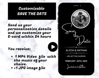 Digital Wedding Save The Date Video With Photo | Electronic Save the Date Card | Personalized Save the Date |  Minimalist Save the Date