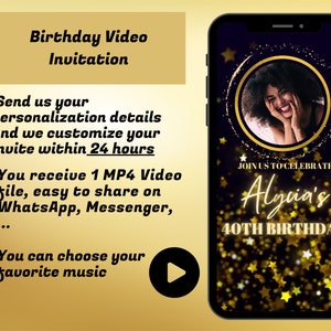 Photo Birthday Video Invitation for women | Birthday Video Invite | Animated Birthday Invite |ANY AGE Invite | Video evite Digital Download