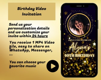 Photo Birthday Video Invitation for women | Birthday Video Invite | Animated Birthday Invite |ANY AGE Invite | Video evite Digital Download