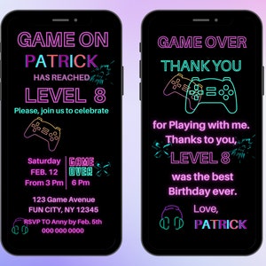 Video Game Invitation | Gaming Party Invite | Video Game Birthday Invitation  | Gamer Party Invite |  Boy Party evite | Thank You Ecard